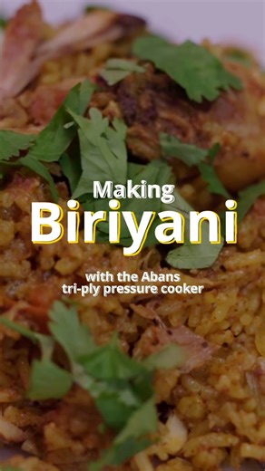 Abans on Instagram: "Biryani cravings? It is Biriyani time! Experience the art of Biriyani made simple. Watch Chef Shyama Goonathilaka bring together aromatic spices, tender chicken, and fluffy rice using the Abans Tri-ply Pressure Cooker. ✨ Cook it faster and healthier with even heat distribution and an energy-efficient design, making it the perfect kitchen partner for your favorite festive dishes. 👩‍🍳🔥🍚 #Abans #Biriyani #ChefShyama #PressureCooker #TriPly #HealthyCooking #KitchenEssentials