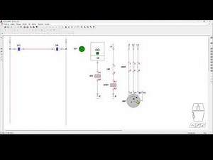 Esquema completo de control de motores mediante PLC en CADe Simu.