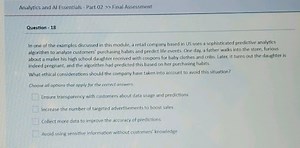 Analytics and Al Essentials - Part 02 \gg Final AssessmentQue... | Filo