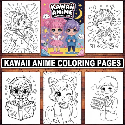 Kawaii Chibi Anime Coloring Book, 20 Pages (digital Download - Etsy