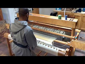 Weaving with a flying shuttle, and it goes flying, Monastery weaving studio