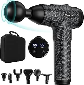 AERLANG Handheld Rechargeable Massage Gun, Deep Tissue Massager as Used by Professional Athletes with 6 Head Massager