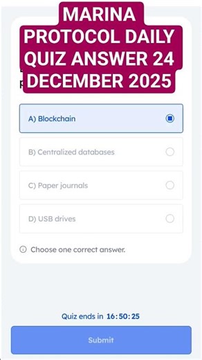 MARINA PROTOCOL DAILY QUIZ ANSWER 24 DECEMBER 2025 #shorts #marina