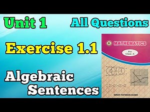 Exercise 1.1 unit 1 Algebraic sentences class 10 or Matric mathematics book Sindh board | chapter 1