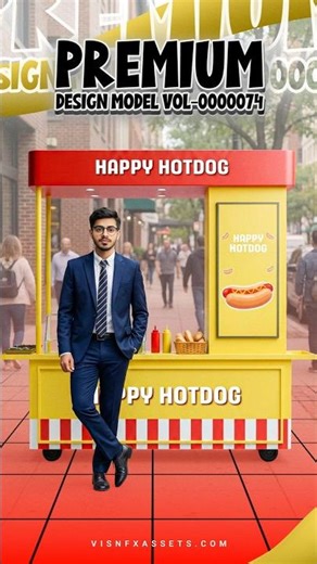 Happy Hotdog Food Cart Design | Modern Street Food Stall