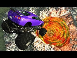 BeamNG.drive - Cars Jumping Into hot Lava Vortex #2 (Glowing Whirpool)