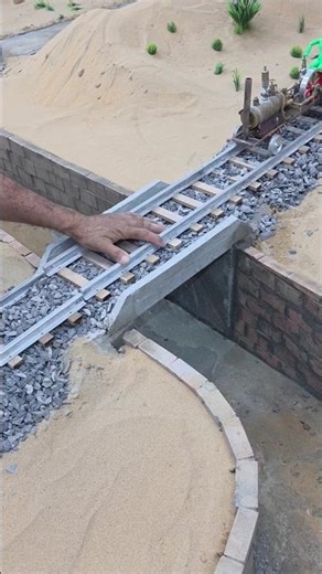 Mini Steam Train Crossing a Crazy Bridge! 🤑 #shorts #usashorts #trendingshorts