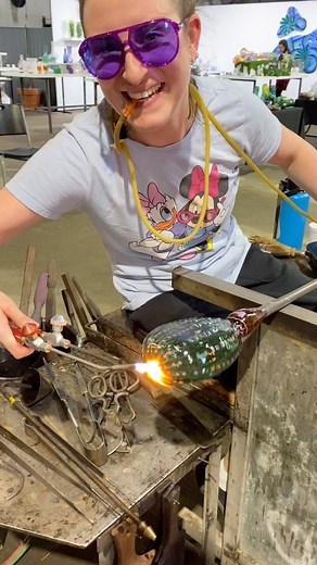Popping holes into these cute little cacti planters @wyandotteart.glasscenter 🌵 We’re all ready for spring over here! Check out the seconds sale this Sunday 11-3 prices are seriously rock bottom on some really cute glass!🍀🍀🍀 #glass #glassblowing #sale #ladygaffer #spring | Dreaming Tree Glass