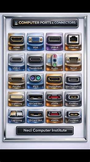 Computer Parts And Connecter #education #computer #window #Motherboard #mouse #mobile #TYPE | NECI Computer Institute