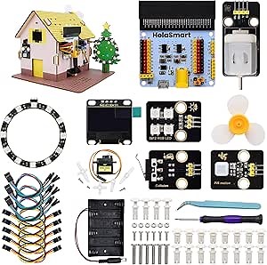 microbit Smart Home Kit for Microbit V1 and V2,STEM Education DIY Coding Kit with Online Tutorial,Programming Electronics Kit for Teens Adults(Without Micro:bit and AAA Battery)