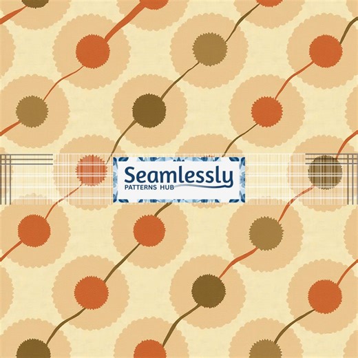 Seamless Retro Floral Pattern - Vintage-inspired Earthy Repeat Design, Mid-century Style Graphic, Warm Tones Digital Textile Asset 369 - Etsy