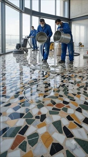 This Floor is Insane 😱 Terrazzo Epoxy Flooring Transformation. #TerrazzoEpoxy #EpoxyFlooring