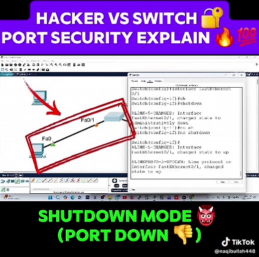 CCNA Port Security Practical Lab | Shutdown vs Protect vs Restrict In this video, I explained Cisco Switch Port Security using a real Packet Tracer lab. You will clearly see shutdown, protect, and restrict modes with a hacker PC test. This practical CCNA 200-301 lab helps beginners understand switch security in easy words. CCNA port security Cisco port security shutdown protect restrict switch security lab CCNA practical lab Packet Tracer port security networking security basics Cisco switch con
