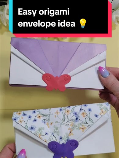These origami envelopes are too cute not to try 🦋 I made these lovely origami envelopes with a butterfly closure 🦋 Perfect for small gifts, notes, or special occasions. Simple, elegant, and made with love 💜 Would you try this? #origamienvelope #paperorigami #diyenvelope #handmadepaper #papercrafts