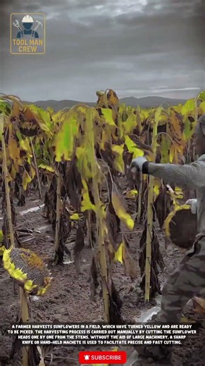 Manual Sunflower Harvest: Traditional Farming Method