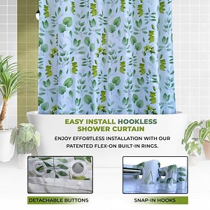Botanical Hookless Shower Curtain with Liner Standard Size 71”x74” Polyester