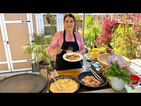 PASTA A LA MEXICANA Y ROLLITOS DE POLLO RELLENOS