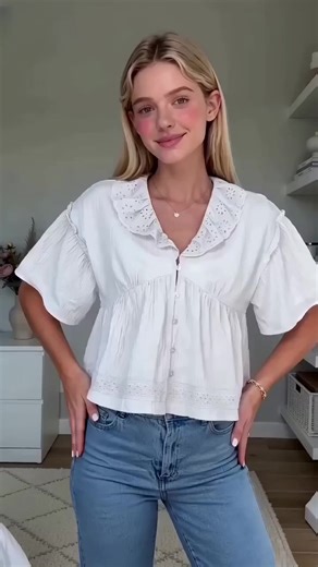 Spring just feels better in cute tops like this 💛 Lightweight, flattering, and sooo easy to style — just pair it with jeans, a mini skirt, or even wide-leg pants and you’re good to go ✨ It’s officially my spring favorite 🥹 Comment “TOP” below and I’ll send you the link 💌 #springoutfit #springstyle #cutetops #everydaylook #casualchic