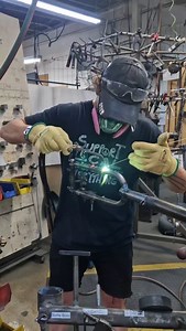 Thomas is seen here brazing the three pack mounts onto either side of the All Packa’s forks. These mounts are a great way to attach your bags directly to the frame, keeping the center of gravity low and the handling stable. The All Packa is now available as a frame kit. Check the link in our description for more info. #steelisreal #custombike #framekit #Bikepacking #Allpacka #bikefriday | Bike Friday