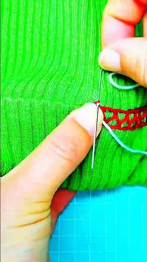 Knitting repair method reinforcing edge with decorative stitch"