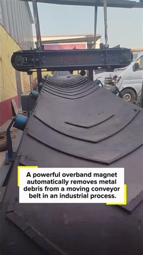 Overband Magnetic Separator Removing Metal from Conveyor Belt