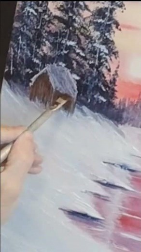 Peindre une cabane, un chalet à l'huile rapidement. #peinturealhuile #bobross #painting #chalet