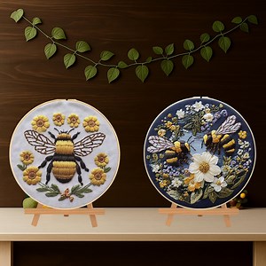 DIY Bee Cross Stitch Kit for Beginners – Cute Bee Pattern Options, Embroidery Set With Hoop, Threads & Needles | Handmade Wall Art Craft Kit - Etsy UK