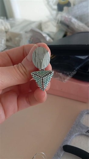 Modern Triangle Beaded Earrings