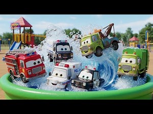 Splish Splash Bath Song 🛀 Fire Truck, Police Car, Ambulance | Nursery Rhymes & Car Songs for Kids