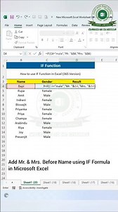 Add Mr. & Mrs. Before Name using IF Formula in Excel! 👨‍💼👩‍💼