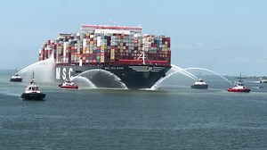 MSC COLUMBIA Cargo Ship Maneuvering with Tugboats