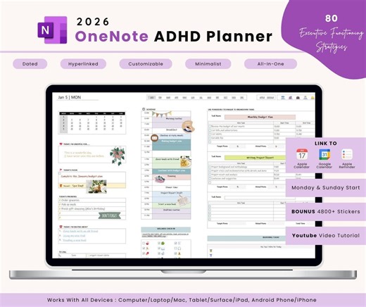 Onenote ADHD Planner 2026: Templates for ADHD, Focus Planner, Productivity, Self Care Planner (digital Download) - Etsy Canada