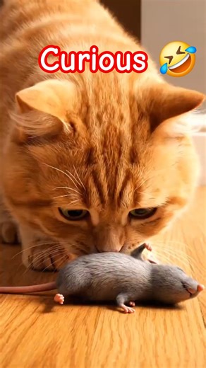 orange tabby cat crouching beside a small mouse hole. #cat #catvideos