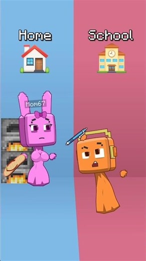 Sprunki-craft Home gaming or School rush 💀🤪 #minecraft #animation #shorts