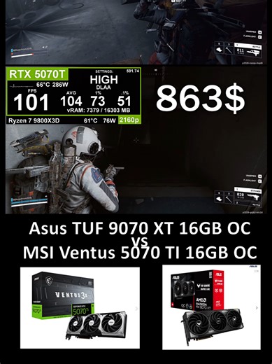 9070XT vs 5070 TI in Arc Raiders native at 4K #gaming #benchmark #fpstest #4kgaming