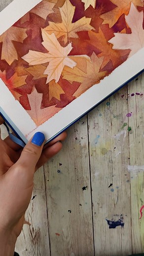 Lacey Walker on Instagram: "How to paint fall leaves with watercolor using the reverse/negative watercolor technique! #watercolor #learnwatercolor #easywatercolor #beginnerwatercolor #fall #fallwatercolor #fallpaintings #leafwatercolor #easyart"