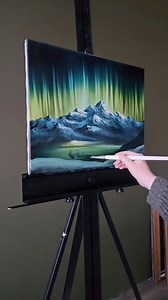 An oldie but a goodie #northernlightspainting #auroraborealis #oilpainter #oilpainting #landscapepainting | Paint with Kat Mugg