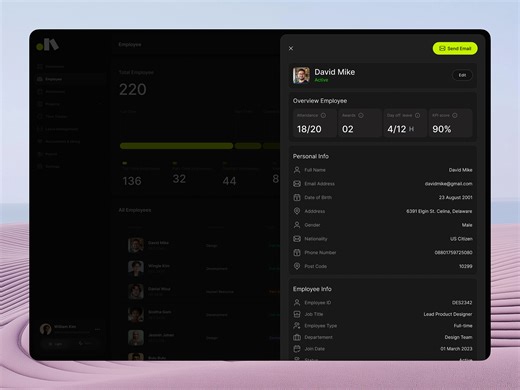 HR Management Dashboard — Employee Details Page