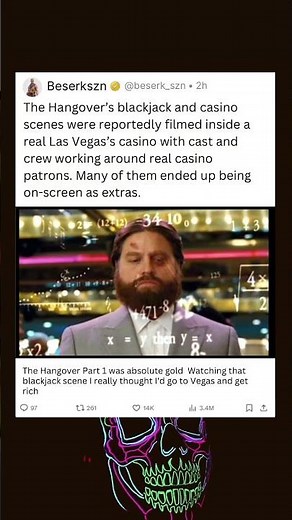 The Hangover’s blackjack and casino scenes were reportedly filmed inside a real Las Vegas’s casino