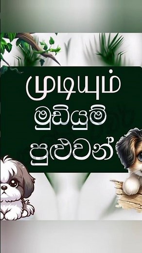 දරුවන්ට වැදගත් දෙමළ වචන පෙළක්