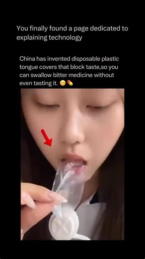 Technology Explained on Instagram: "Follow @explaining.tech to learn everything about technology one post at a time 🧠⚙️ China’s “disposable tongue covers” are a practical application of physical barrier technology designed to bypass the human gustatory system. These thin, food-grade polyethylene sleeves act as a non-porous shield over the anterior two-thirds of the tongue—the area most densely populated with taste receptors. By creating a temporary mechanical barrier, the cover prevents bitter 