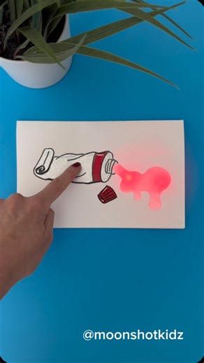 DIY electronics, stem and science activities for beginners on Instagram: "DIY “Red Paint” interactive light-up card. Easy and fun science fair project for beginners. You will need: - LED sticker by Chinitronics - Conductive fabric tape by Chibitronics - Paper - Tissue paper - Markers Warning: this project should be done under adult supervision. Order supplies here: https://www.amazon.com/shop/moonshotkidz ©️ @Moonshotkidz – All rights reserved. Reproduction, distribution, or use of this artwork 