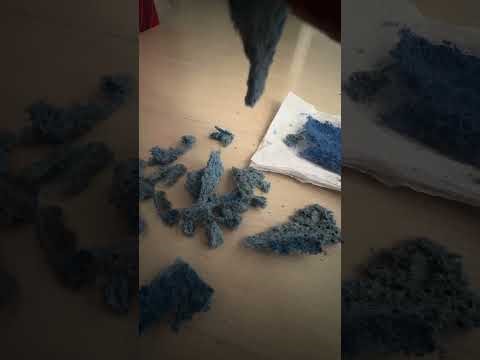 ripping & scratching blue cellulose sponge asmr (damp sponge)