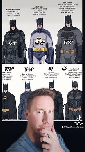 Batman height comparison. Ben affleck Pattinson Christian Bale. dC comics