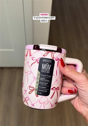 If you’re searching for the perfect Valentine’s Day gift, this BrüMate Müv mug is that girl 💝 A 100% leakproof coffee mug that actually looks cute? Say less. It keeps your coffee hot for hours, has a magnetic flip lid, and it’s dishwasher safe (major win). Obsessed with this pink bow print — giving soft girl energy 🎀☕️ Perfect gift for your lover, bestie, mom, or yourself because self-love. Link is in the video 💌 @BrüMate #valentinesgift #brumate #leakproof #coffeetok #valentinesdaygiftideas