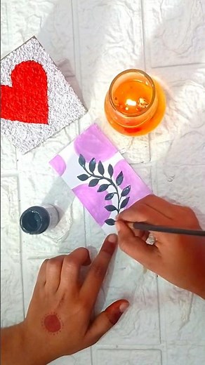 Simple Leaf Painting 🌿 | Easy Aesthetic Art Idea 🎨 | Mini Canvas Painting Tutorial#youtubeshorts#art