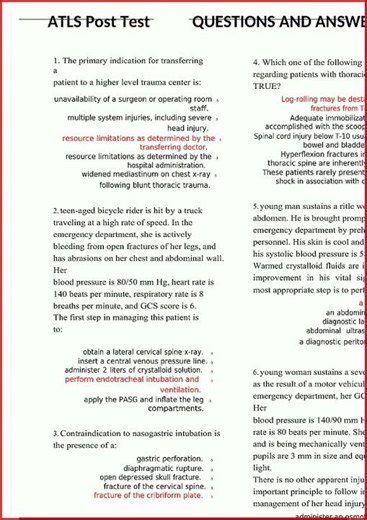 Atls Post Test Questions And Answersupdate video