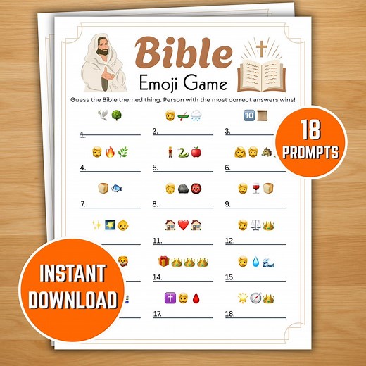 Bible Emoji Game Printable Church Game Emoji Pictionary Bible Game Christian Game Night Activity for Kids and Adults - Etsy