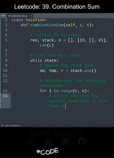 Leetcode 39. Combination Sum in Python | Python Leetcode | Python Coding Tutorial | Python Code ASMR