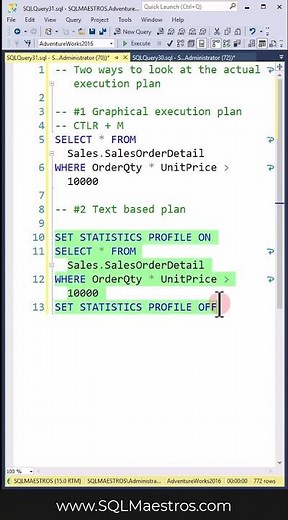 Get Actual Execution Plan in SQL Server